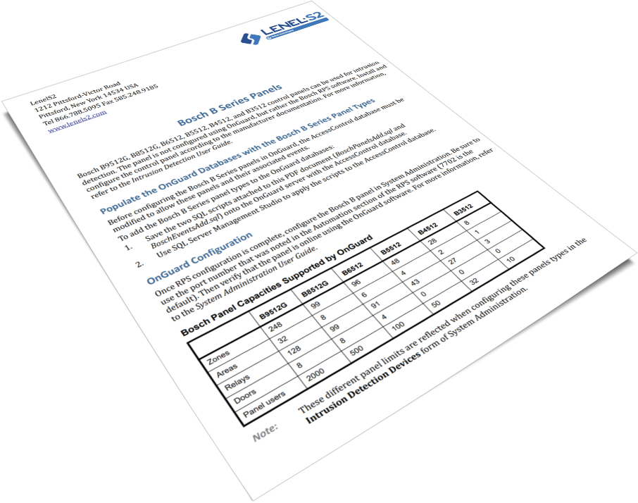 LenelS2 Integrates OnGuard And Bosch G/B Series Panels